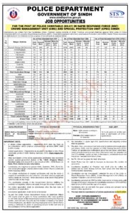 Sindh Police SPU RRF CMU Job Add Online Form