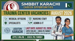 Trauma Center (SMBBIT) Karachi Jobs – August 2026